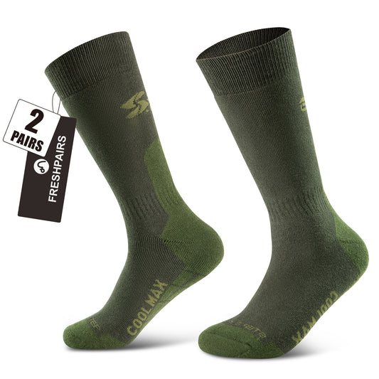 Tactical Boot Socks for Men, Mid-Calf, Cushioned, Moisture-Wicking & Quick-Dry, Athletic Support, 2-Pack